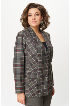 Жакет БелЭльСтиль 412-3_14_22 клетка красно-коричневая - фото 4