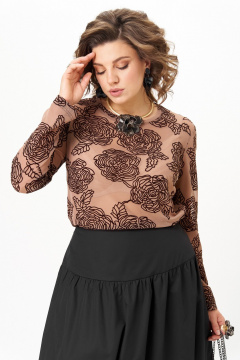 Топ, юбка Aira Style 24136 капучино-черный - фото 4