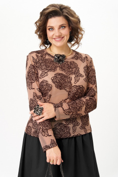 Топ, юбка Aira Style 24136 капучино-черный - фото 2