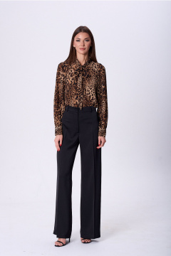 Блуза прямого силуэта с воротником-шаль и завязками Lady Line 1577 - фото 4