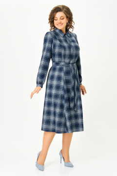 Платье DaLi 5520.1 синяя клетка - фото 4