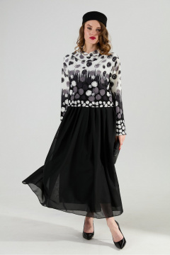 Платье NikVa 924-11 чёрно-бело-серый - фото 1