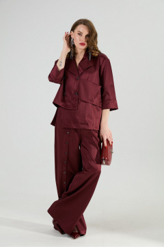 Жакет NikVa 973-4 бургунди_полоска - фото 4