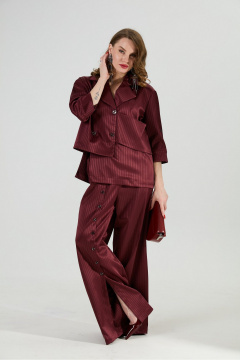 Брюки NikVa 977-5 бургунди_полоска - фото 2