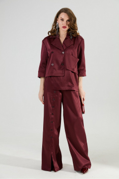 Брюки, жакет NikVa 979-5 бургунди_полоска - фото 1