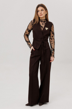 Брошь, брюки, жилет, лонгслив Amberа Style 3021 шоколад - фото 1