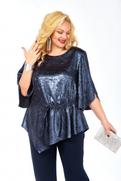 Блуза, брюки Элль-стиль 2450 синий - фото 5