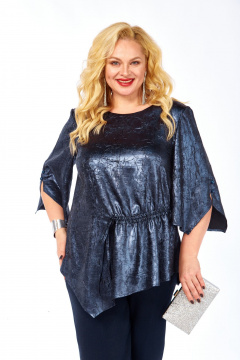 Блуза, брюки Элль-стиль 2450 синий - фото 3