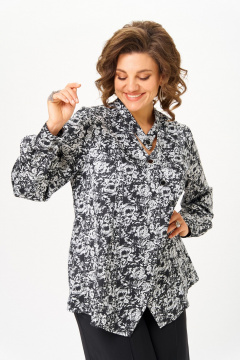Блуза Michel chic 796 черно-белый_розы - фото 2