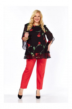 Блуза, брюки Элль-стиль 2213/11 черный_красный - фото 3