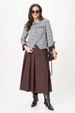Жакет, юбка Karina deLux M-1418 серо-коричневый - фото 4