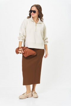 Джемпер, юбка Karina deLux M-1394 молочный+коричневый - фото 3