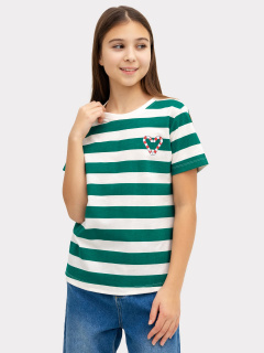 Футболка Mark Formelle 117835/22/24333ПП-0 молочно_зеленая_полоска_2_сл_на_пол_ТП - фото 1