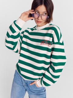 Свитшот Mark Formelle 122887/1/22/24339ПП-7П молочно_зеленая_полоска_1_сл_на_пол - фото 1
