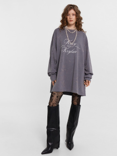 Лонгслив Mark Formelle 122999/24-ОБР30377П-0 серый_туман_печать_009.2_ЛОНГ_Эйсид_1_сл_на_пол_ - фото 2