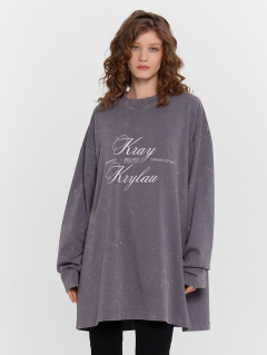 Лонгслив Mark Formelle 122999/24-ОБР30377П-0 серый_туман_печать_009.2_ЛОНГ_Эйсид_1_сл_на_пол_ - фото 3