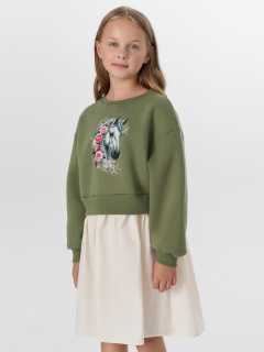 Платье Mark Formelle 157974/25-36981Ц-7П зеленый_молочный_печать_3_сл_на_пол - фото 1