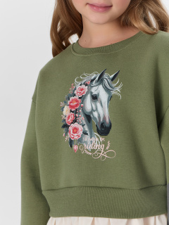 Платье Mark Formelle 157974/25-36981Ц-7П зеленый_молочный_печать_3_сл_на_пол - фото 5