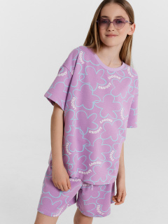 Футболка, шорты Mark Formelle 197728/24-33071П-7 цветы_на_лиловом - фото 1