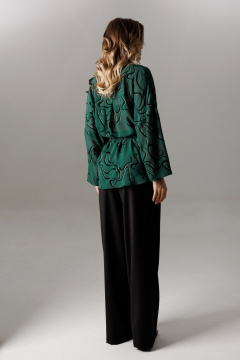 Блуза, брюки Ларс Стиль 1192 черный-зеленый - фото 5