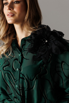 Блуза, брюки Ларс Стиль 1192 черный-зеленый - фото 4