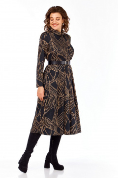 Платье Милора-стиль 1164/1 бежевый_черный_с_разводами - фото 2