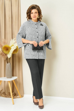 Блуза, брюки, жакет VOLNA 1439 бело-графитовый - фото 4