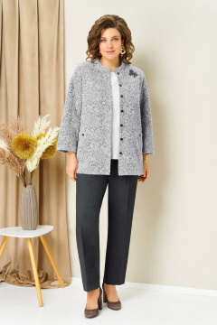 Блуза, брюки, жакет VOLNA 1439 бело-графитовый - фото 1