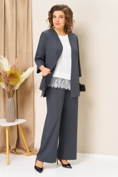 Блуза, брюки, жилет VOLNA 1458 графитно-голубой - фото 1