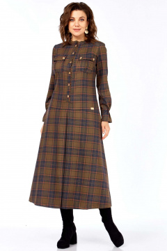 Платье Celentano 5075 бежево-красная_клетка - фото 4