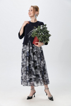 Платье NikVa 1007-2 индиго и серая абстракция - фото 5