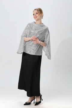Джемпер, платье NikVa 1013-2 серебро и чёрный - фото 3