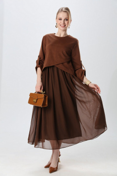 Платье NikVa 740-25 кофе с молоком - фото 4