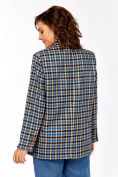 Жакет Rishelie 1014 клетка_чёрный+голубой+бежевый - фото 4