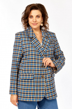 Жакет Rishelie 1014 клетка_чёрный+голубой+бежевый - фото 1