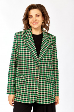Жакет Rishelie 1014 клетка_чёрный+ярко-зелёный+бежевый - фото 1