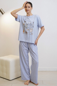 Брюки, футболка Купалинка 42600G.158-164 к.голубой,клетка - фото 1