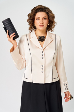 Жакет, юбка Aira Style 24134 молочно-черный - фото 3