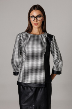 Блуза, юбка Ларс Стиль 1174 молочный-черный - фото 5