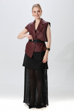 Жилет, платье NikVa 1018-2 чёрный и бордо - фото 1