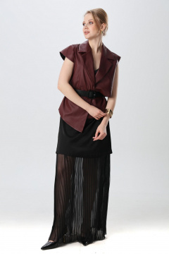 Жилет, платье NikVa 1018-2 чёрный и бордо - фото 4