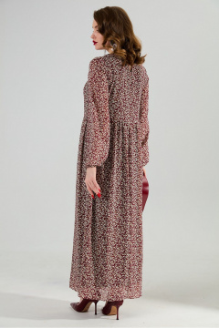 Жилет, платье NikVa 1020-3 листочки бургунди и бордо - фото 3