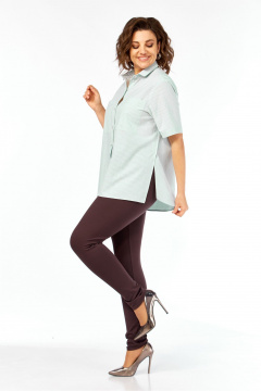 Рубашка Avenue 0338-5 полоска_светло-зеленый+молочный - фото 3