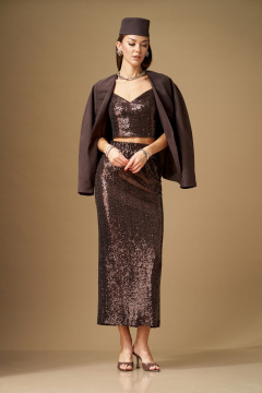 Жакет, топ, юбка N.O.W. 1640 коричневый - фото 3