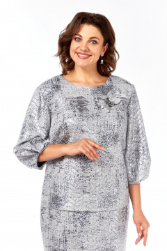 Блуза, юбка Элль-стиль 2400/1 серебро - фото 5