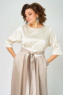 Платье ANASTASIA MAK 1229 молочный+капучино - фото 5