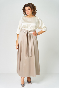 Платье ANASTASIA MAK 1229 молочный+капучино - фото 2