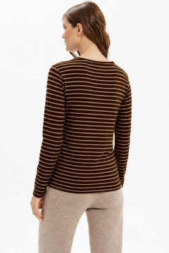 Лонгслив Nelva 23487 бежево-коричневая полоска - фото 3