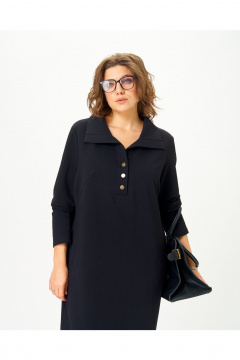 Модное черное платье из трикотажа и хлопка GRATTO 8339 черный - фото 5