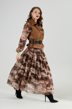 Жилет, платье, ремень NikVa 1022-1 шоколад и тигровая абстракция - фото 4